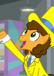 Size: 330x462 | Tagged: safe, imported from derpibooru, screencap, cheese sandwich, earth pony, pony, the last laugh, animated, clothes, cropped, cufflinks, cuffs (clothes), cute, dress shirt, hat, male, necktie, shirt, smiling, solo, stallion, tailcoat, talking, top hat, tuxedo